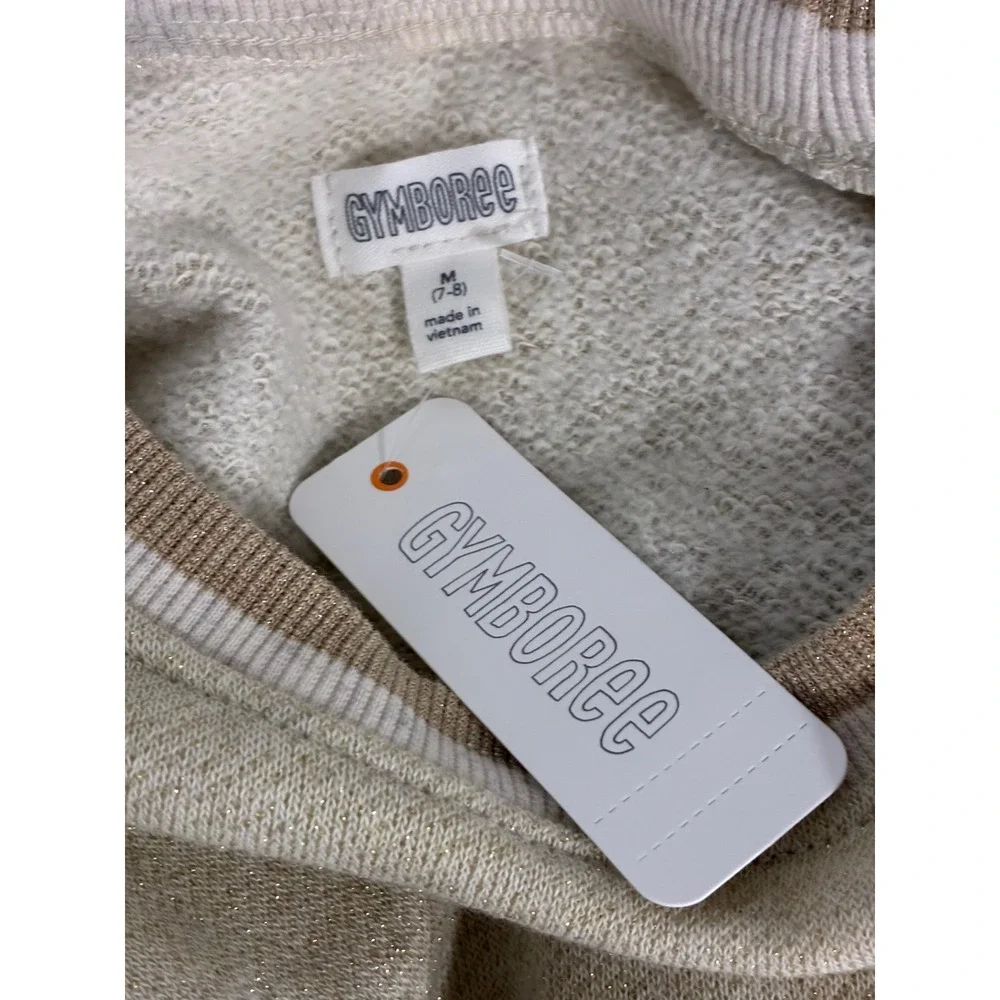 Gymboree Girls Gold Metallic Shimmer Sweatshirt Dress Pockets‎ Size M 7-8 NWT